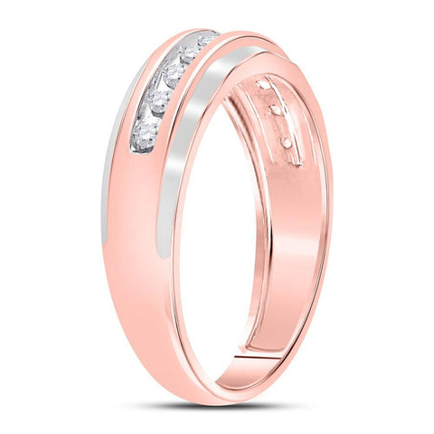 10kt Rose Gold Mens Round Diamond Wedding Band Ring 1/4 Cttw