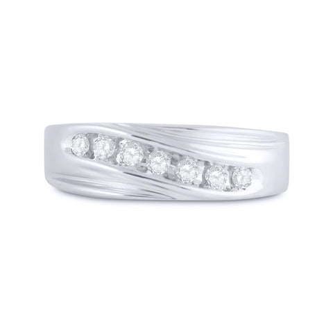 14kt White Gold Mens Round Channel-set Diamond Wedding Anniversary Band Ring 1/4 Cttw