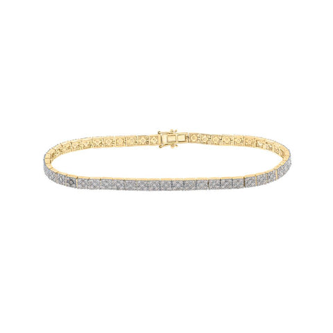 10kt Yellow Gold Mens Round Diamond Studded Link Bracelet 4-1/3 Cttw