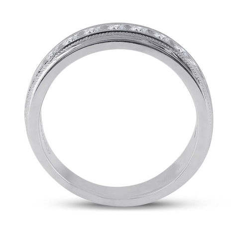 10kt White Gold Mens Round Diamond Wedding Single Row Band Ring 1 Cttw