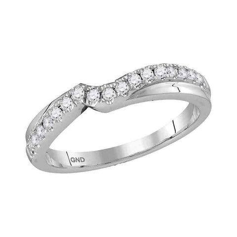 14kt White Gold Womens Round Diamond Contour Wrap Enhancer Wedding Band 1/4 Cttw