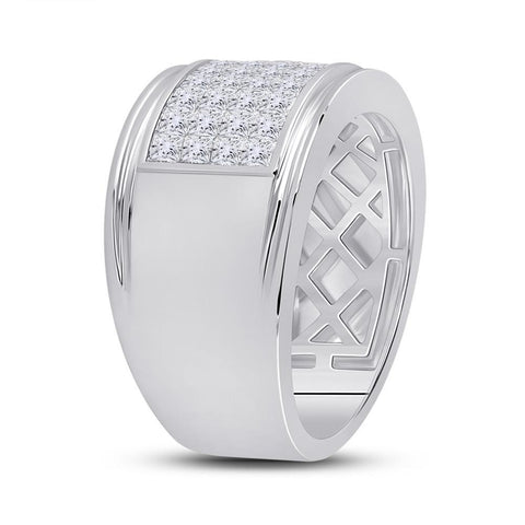 14kt White Gold Mens Princess Diamond Band Ring 3 Cttw