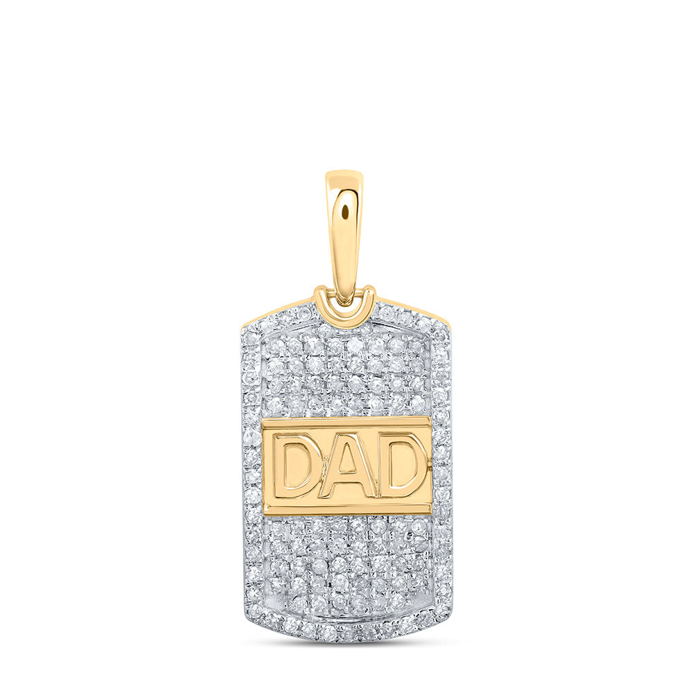 10kt Yellow Gold Mens Round Diamond Dad Charm Pendant 1/3 Cttw