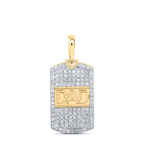 10kt Yellow Gold Mens Round Diamond Dad Charm Pendant 1/3 Cttw