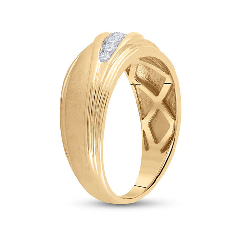 10kt Yellow Gold Mens Round Diamond Wedding Band Ring 3/8 Cttw