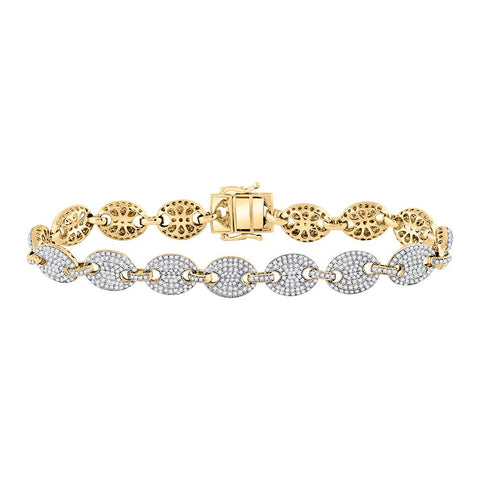 10kt Yellow Gold Mens Round Diamond Mariner Link Bracelet 5 Cttw