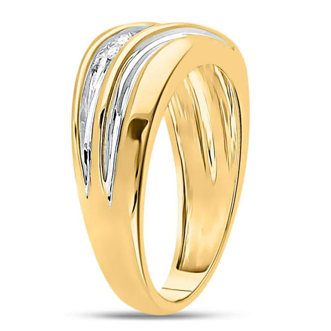 10kt Yellow Gold Mens Round Diamond Wedding Band Ring 1/4 Cttw