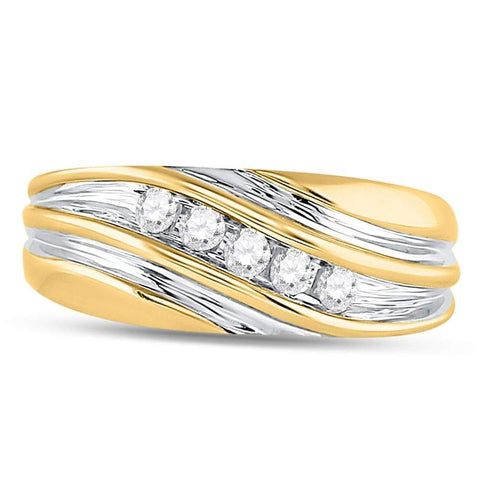 10kt Yellow Gold Mens Round Diamond Wedding Band Ring 1/4 Cttw