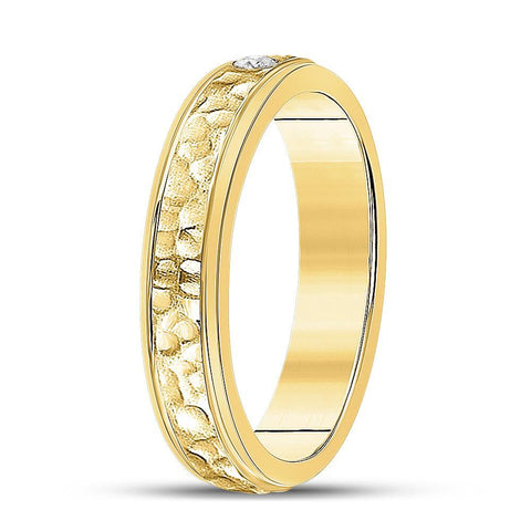 14kt Yellow Gold Womens Round Diamond Solitaire Band Ring 1/20 Cttw