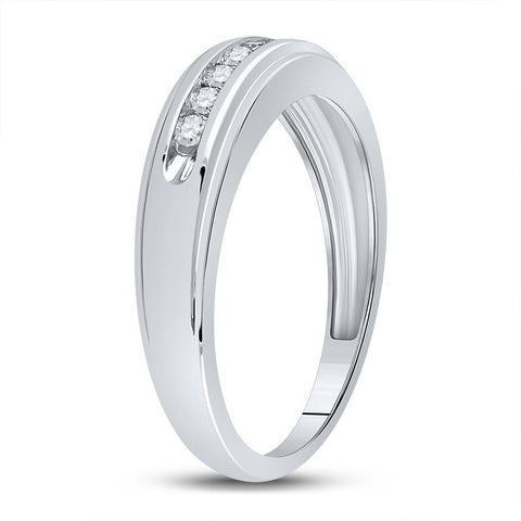 10kt White Gold Mens Round Diamond Wedding Band Ring 1/4 Cttw