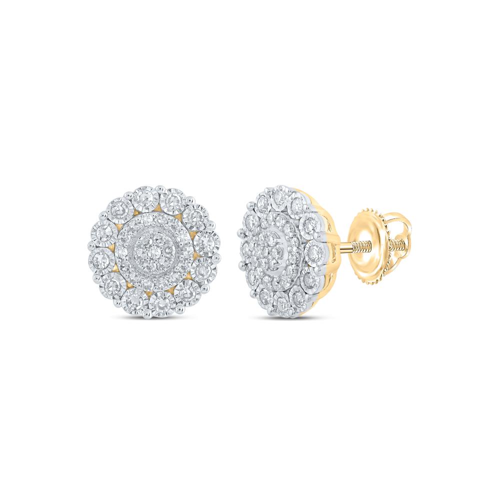 10kt Yellow Gold Womens Round Diamond Circle Earrings 1/3 Cttw