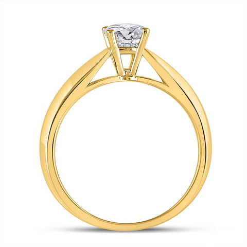 14kt Yellow Gold Womens Round Diamond Solitaire Bridal Wedding Engagement Ring 3/4 Cttw