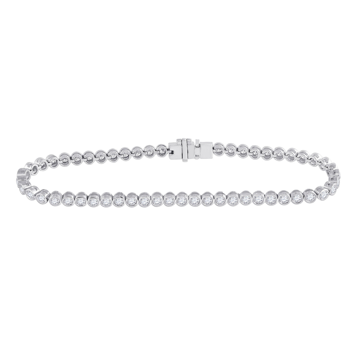 14kt White Gold Womens Round Diamond Milgrain Tennis Bracelet 2-7/8 Cttw