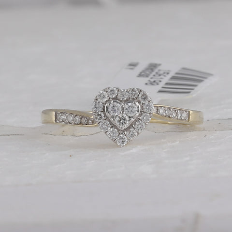 10kt Yellow Gold Womens Round Diamond Heart Ring 1/4 Cttw