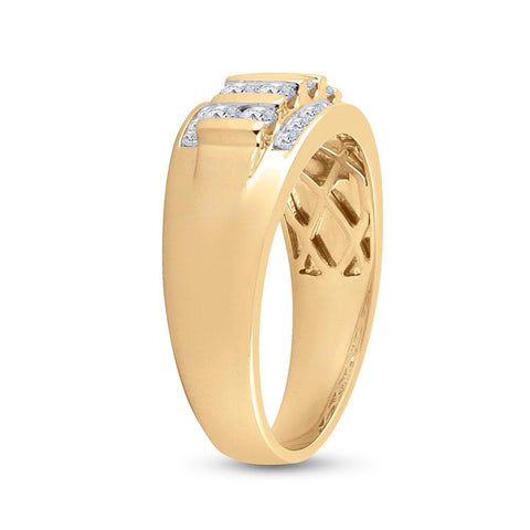 10kt Yellow Gold Mens Round Diamond Wedding Band Ring 1 Cttw