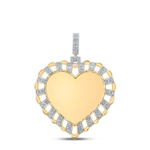 14kt Yellow Gold Mens Round Diamond Memory Heart Charm Pendant 7/8 Cttw