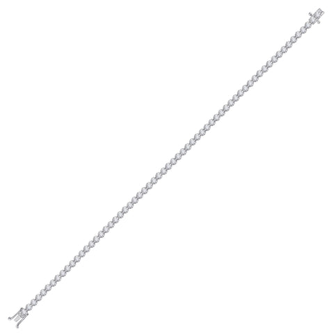 10kt White Gold Womens Round Diamond Studded Tennis Bracelet 2 Cttw