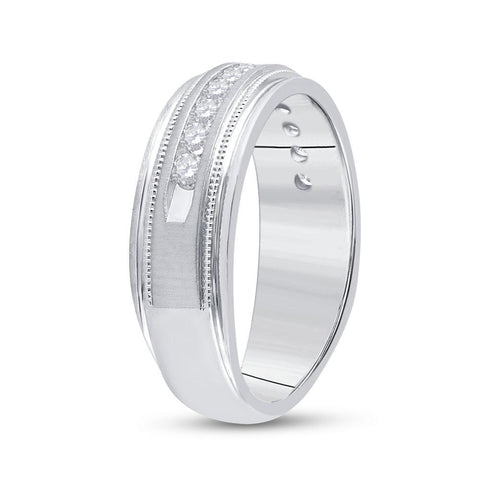 10kt White Gold Mens Round Diamond Wedding Single Row Band Ring 1/2 Cttw