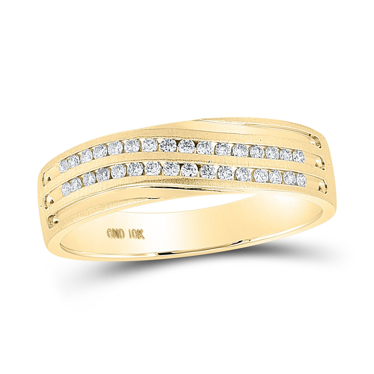 10kt Yellow Gold Mens Round Diamond Wedding Band Ring 1/4 Cttw