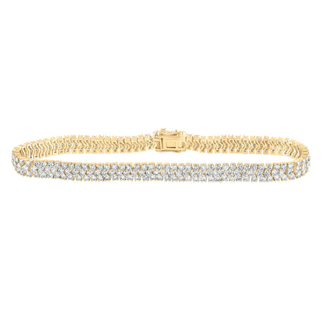 14kt Yellow Gold Womens Round Diamond Tennis Bracelet 5-7/8 Cttw