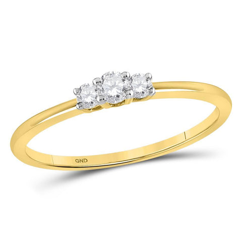 10kt Yellow Gold Womens Round Diamond 3-stone Promise Ring 1/6 Cttw