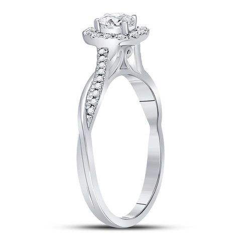 14kt White Gold Oval Diamond Solitaire Bridal Wedding Engagement Ring 1/3 Cttw