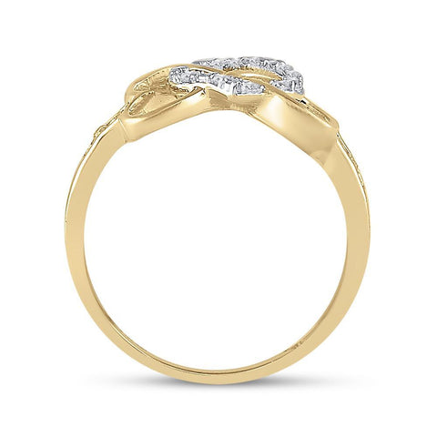 10kt Yellow Gold Womens Round Diamond Infinity Heart Ring 1/10 Cttw