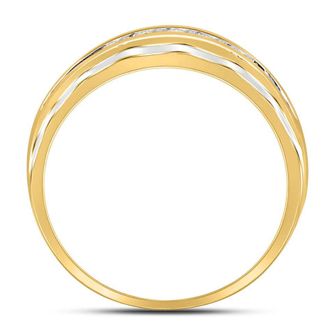 10kt Two-tone Gold Mens Round Diamond Wedding Band Ring 1/4 Cttw