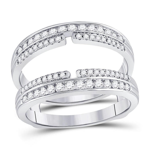 14kt White Gold Womens Round Diamond Wrap Ring Guard Enhancer 1/2 Cttw