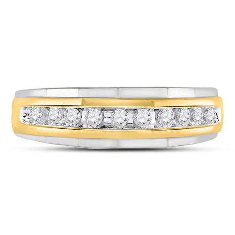 10kt Two-tone Gold Mens Round Diamond Wedding Band Ring 1/4 Cttw