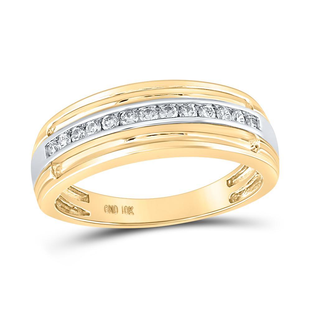 10kt Yellow Gold Mens Round Diamond Single Row Band Ring 1/4 Cttw