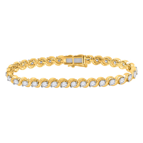 14kt Yellow Gold Womens Round Diamond Tennis Bracelet 5 Cttw