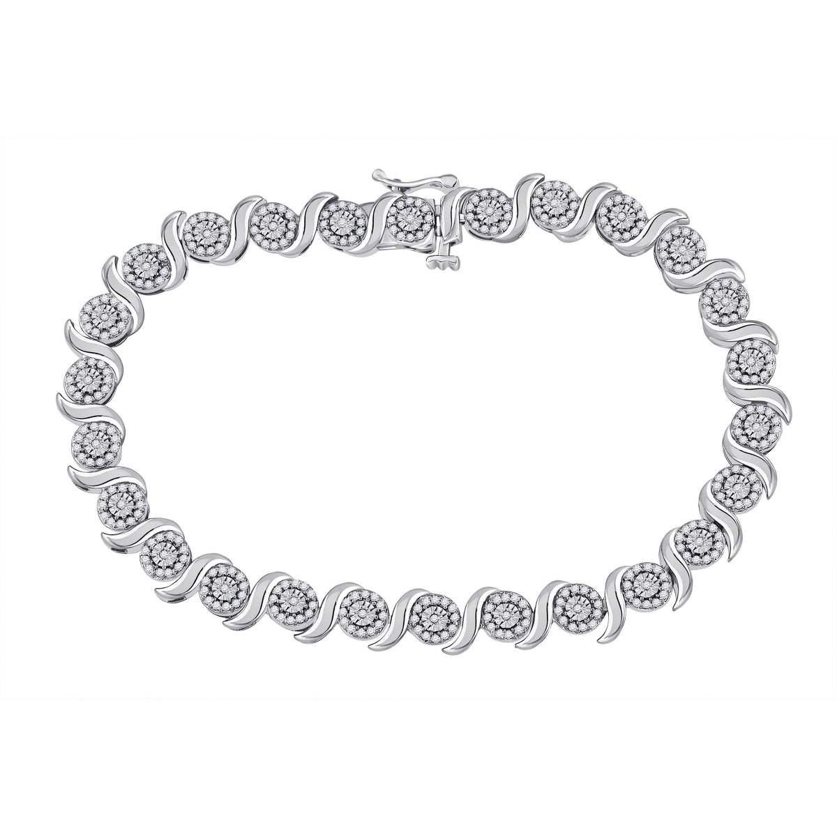 10kt White Gold Womens Round Diamond Tennis Bracelet 1 Cttw