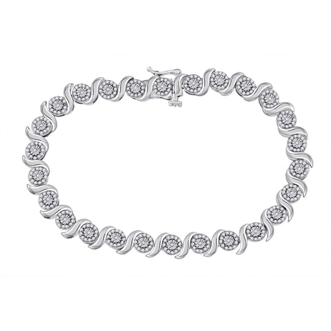 10kt White Gold Womens Round Diamond Tennis Bracelet 1 Cttw