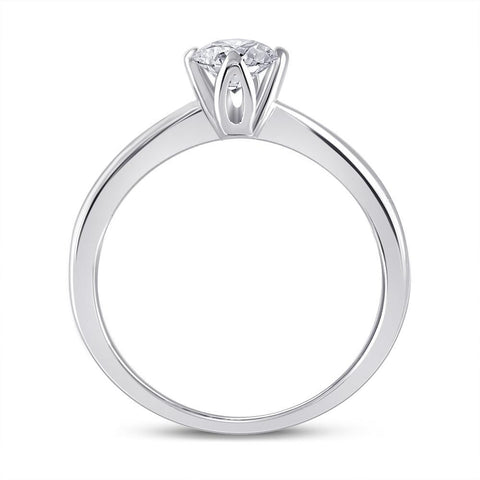 14kt White Gold Womens Round Diamond Solitaire Bridal Wedding Engagement Ring 1/2 Cttw