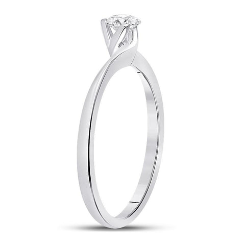 14kt White Gold Womens Round Diamond Solitaire Bridal Wedding Engagement Ring 1/4 Cttw