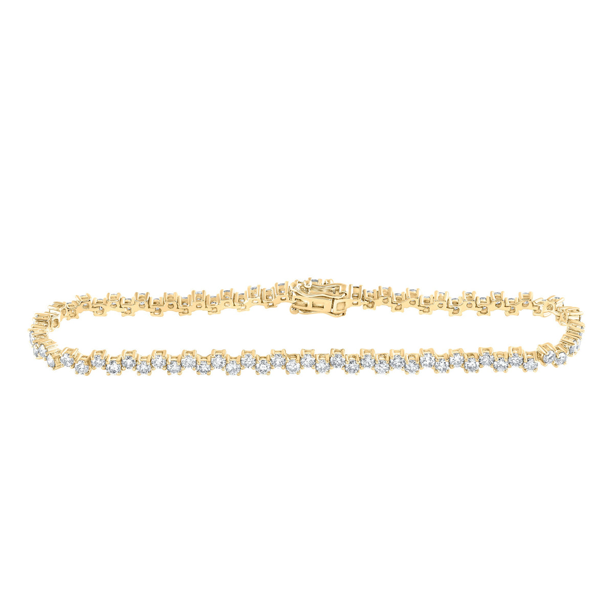 14kt Yellow Gold Womens Round Diamond Tennis Bracelet 3-1/2 Cttw