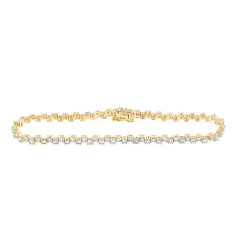 14kt Yellow Gold Womens Round Diamond Tennis Bracelet 3-1/2 Cttw