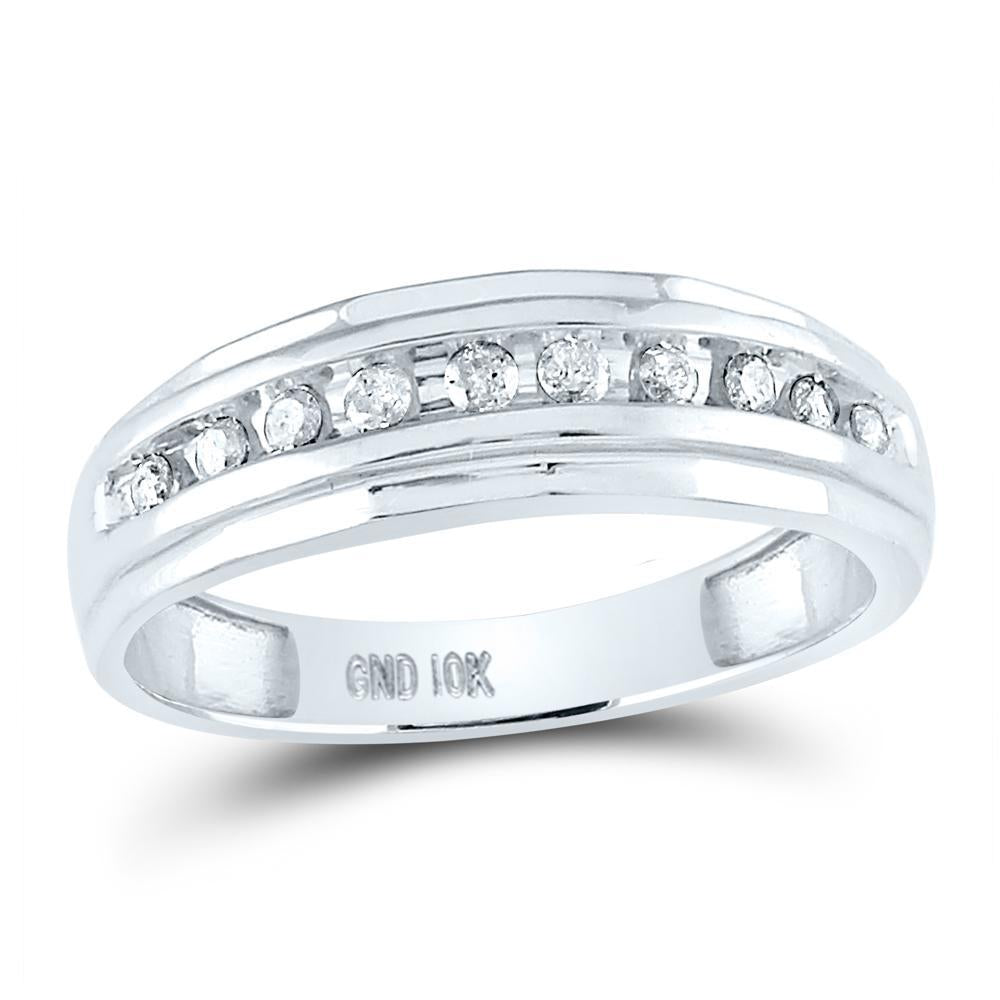 10kt White Gold Mens Round Diamond Wedding Band Ring 1/4 Cttw