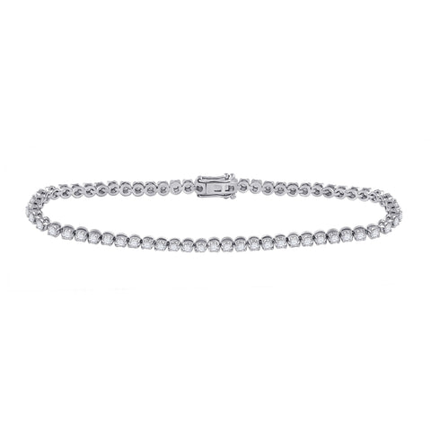 10kt White Gold Womens Round Diamond Studded Tennis Bracelet 2 Cttw