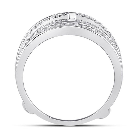 14kt White Gold Womens Round Diamond Wrap Ring Guard Enhancer 1/2 Cttw