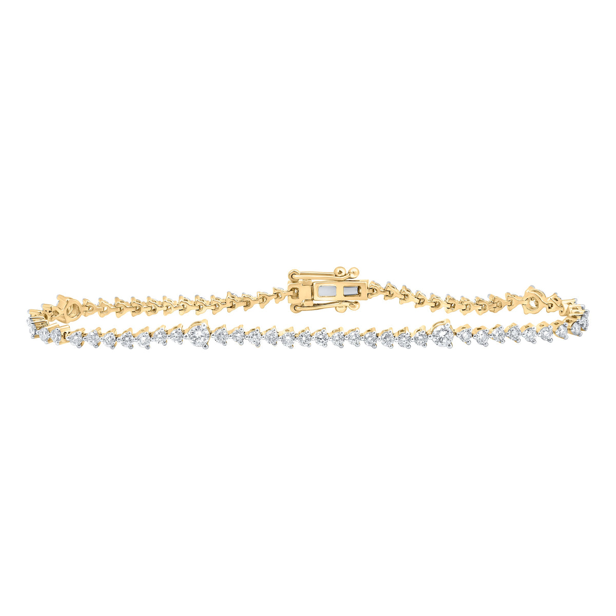 14kt Yellow Gold Womens Round Diamond Tennis Bracelet 2-5/8 Cttw