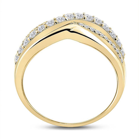 10kt Yellow Gold Womens Round Diamond Crossover Band Ring 1/2 Cttw