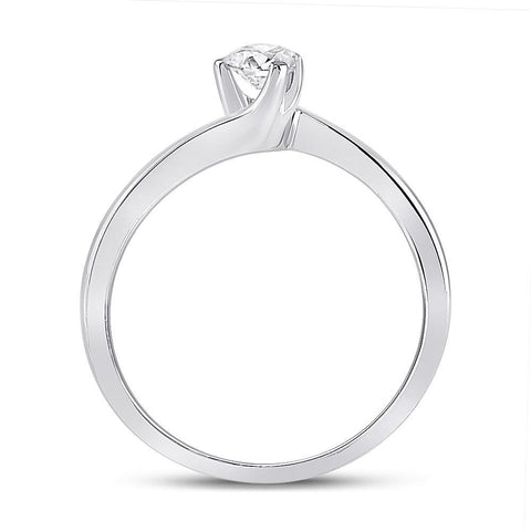 14kt White Gold Womens Round Diamond Solitaire Bridal Wedding Engagement Ring 1/4 Cttw