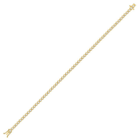 10kt Yellow Gold Womens Round Diamond Studded Tennis Bracelet 2 Cttw