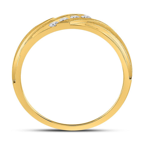 10kt Yellow Gold Mens Round Diamond Wedding Band Ring 1/6 Cttw