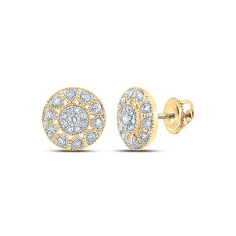 10kt Yellow Gold Womens Round Diamond Circle Earrings 3/8 Cttw