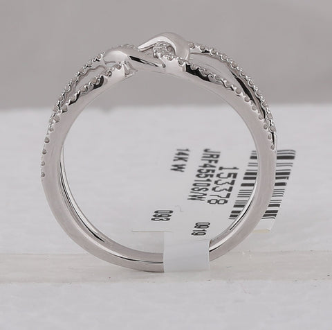 14kt White Gold Womens Round Diamond Negative Space Link Fashion Ring 1/6 Cttw