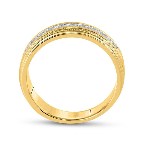 10kt Yellow Gold Mens Round Diamond Wedding Single Row Band Ring 1/2 Cttw