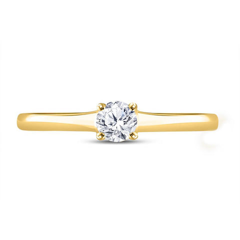 14kt Yellow Gold Womens Round Diamond Solitaire Bridal Wedding Engagement Ring 1/4 Cttw